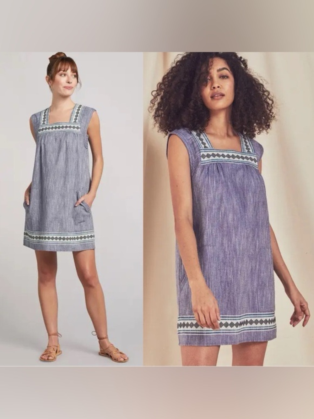 Faherty Hailee Navy Jacquard Mini Dress